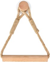 2 Touw handdoekhouders - Houten touw handdoekrol - Badkamer toiletrolhouder - Vintage toiletrolhouder - Hangend - Kan worden gebruikt voor badkamer- en toiletdecoratie - Toiletrolhouder - Zuignap - Zelfklevend - Hout en touw - Badkameraccessoires