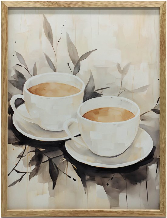 Affiche murale dans un cadre en bois Chêne clair Café simplicité 30x40 Cm
