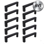 Handgreep zwart RVS 128 MM Dallas - 10 Stuks - Handgrepen keukenkastjes - Handgrepen voor deurtjes - Handgrepen Kast - Handgreep keukenkastjes - Handgreep kast - Meubelbeslag - Keukengreep - deurgreep zwart