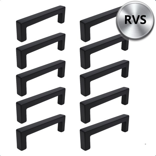 Foto: Handgrepen zwart rvs handgreep zwart 128mm 10 stuks handgrepen kast meubelgrepen meubelgreep keukengreep zwart handgreep keuken meubelbeslag keukengreep deurgreep dallas incl schroeven