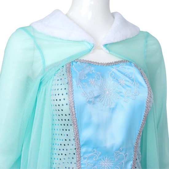 Joya Party® Verkleed Jurk Volwassenen | Blauwe Glamour Jurk | Carnaval Verkleedjurk Dames | Prinsessenjurk Vrouwen | ijsprinces | Carnavalskleding | Maat L