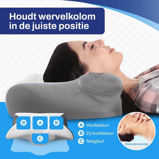 HSP vlinderkussen, traagschuim, zijslaapkussen, neksteunkussen