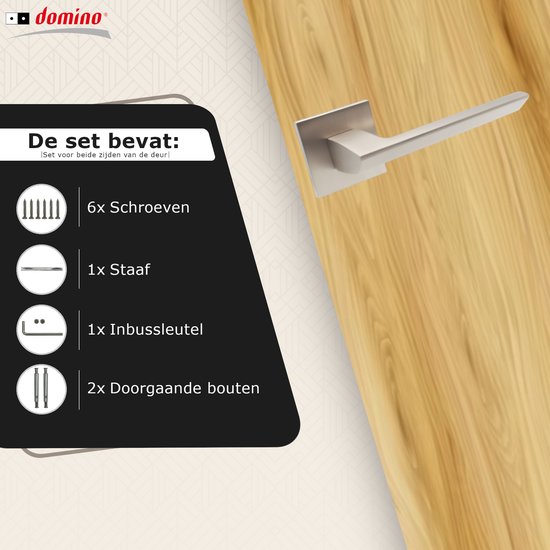 Domino® Deurklink ELENA QR SLIM SN - Nikkel satijn - Deurkruk, Deurbeslag, Deurklinken voor Binnen - Deurbeslag van aluminium - Deurklink voor kamerdeur, kantoordeur, kelderdeur en binnendeur