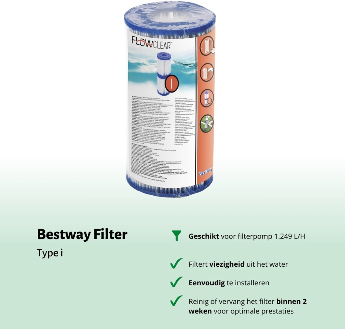 Accessoires voor Bestway Steel Pro Zwembad - 259x170x61 cm - Rechthoekig - Bestway - 56403 - Pomp - Testrips - Afdekzeil - Filter - Chloordrijver - Chloor – foto 7
