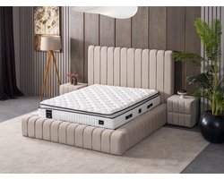 New Bed Orthopedisch Matras met 7-Zone Pocketvering en Veer-Spons Topper, Ergonomisch Gebreid Stofontwerp voor Moderne Slaapkamer Upgrade 160 cm x 200 cm
