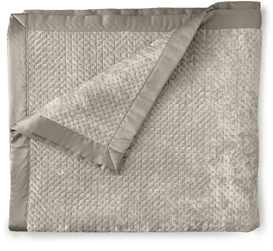LINNICK Velvet Sprei - Taupe - 220x260cm - Bedsprei 2 persoons - Spreien - Bedsprei 220x260