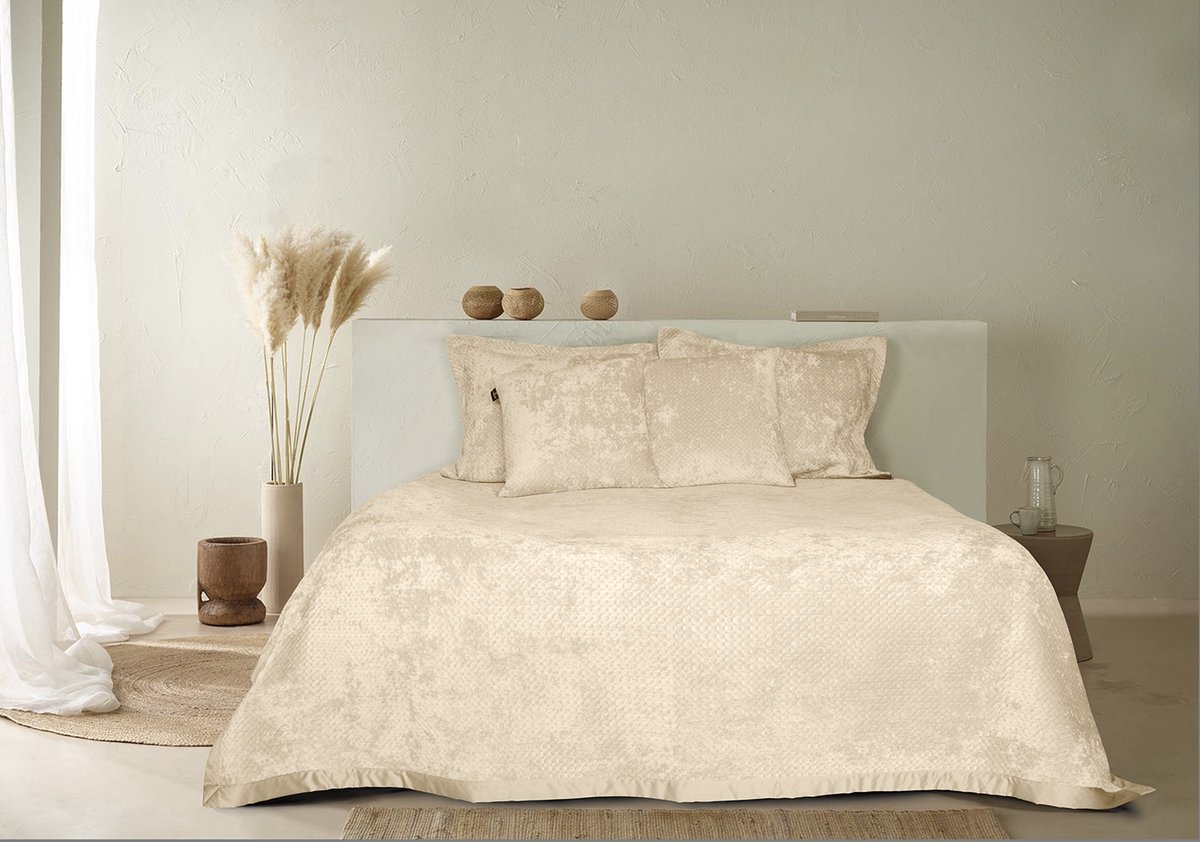 LINNICK Velvet Sprei - Beige - 180x260cm - Bedsprei 1 persoons - Luxe Fluwelen Bedsprei - Bedsprei 180x260 — cadeau in Wonen & Interieur - foto 4