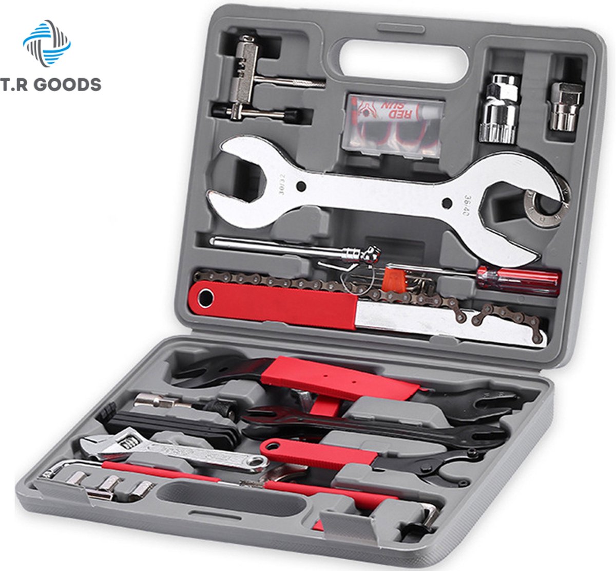 T.R Goods® - Fietsgereedschap Set in Koffer 44 Delig - Fiets Gereedschap Voor Onderhoud en Reparaties - Fietskettinggereedschap Complete Set