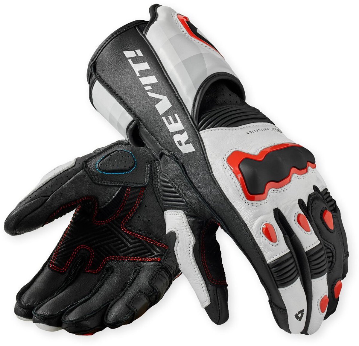 REV’IT! Quantum 3 Wit Neon Rood Handschoenen - Maat 2XL - Handschoen