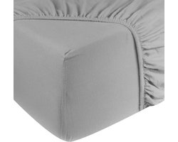 DoubleDry Jersey Stretch Hoeslaken - 100% Katoen - Tweepersoons 140x200 cm - 25cm Matrasdikte - Rondom Elastiek - Lichtgrijs