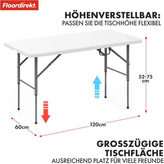 Lifetime Klaptafel Graniet Wit 244,5 X 76,1 X 73,6 Cm - Stevige Vouwtafel Voor Buiten En Binnen