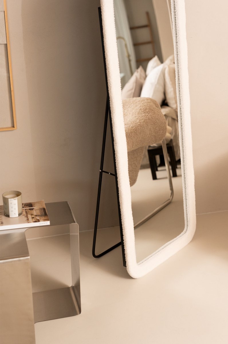 Miroir Sur Pied SensaHome Flow 160x60 Cm - Rembourré Velours Suédé, Pleine Longueur, Design Élégant