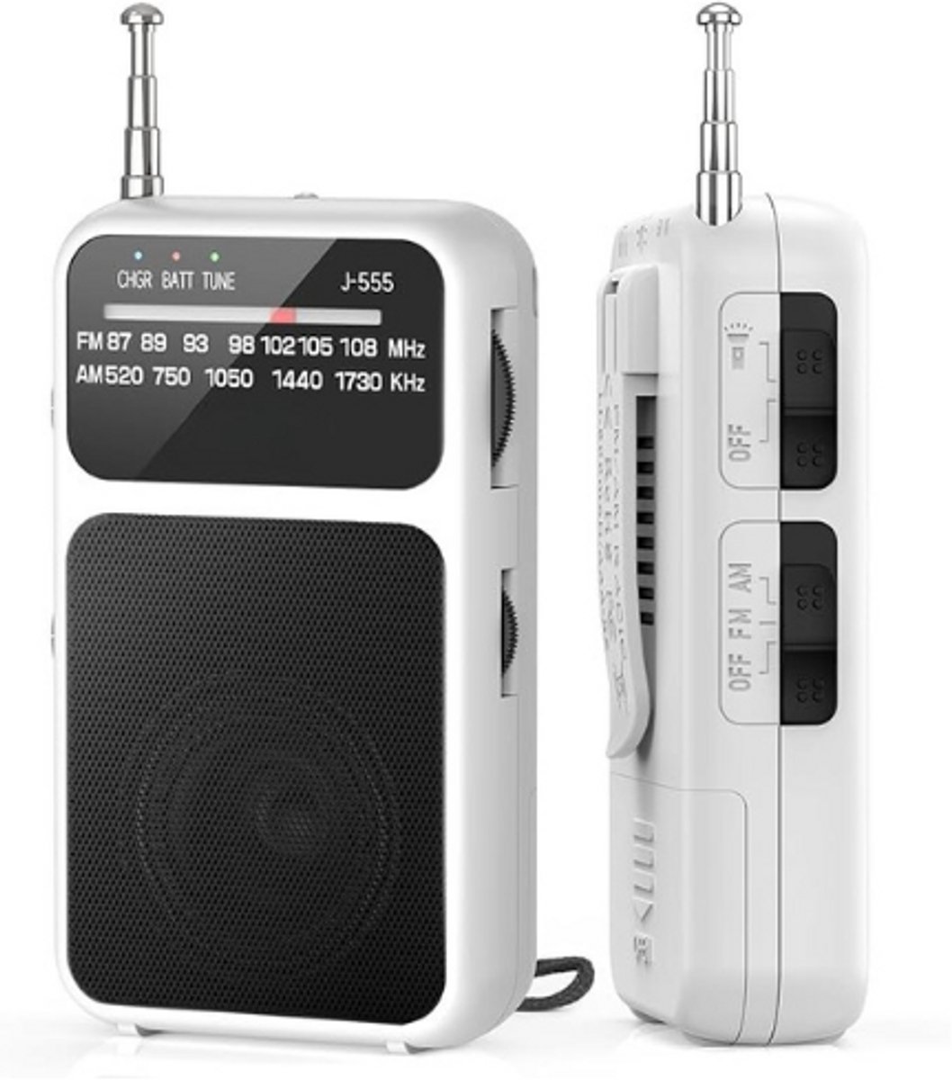 Noodradio - Solar Opwindbaar - Solar powerbank - 800mAh - Zonneenergie - Survival Noodpakket - Zaklamp Oplaadbaar - AM/FM - Noodrantsoen - Wit