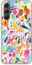 Case Company® - Hoesje geschikt voor Samsung Galaxy A34 hoesje - Watercolor Brushstrokes - Soft Cover Telefoonhoesje - Bescherming aan alle Kanten en Schermrand