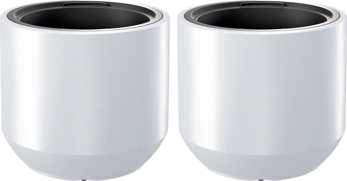 Prosperplast Plantenpot/bloempot Sevilla - 2x - buiten/binnen - kunststof - wit - D30 x H29 cm - met binnenpot