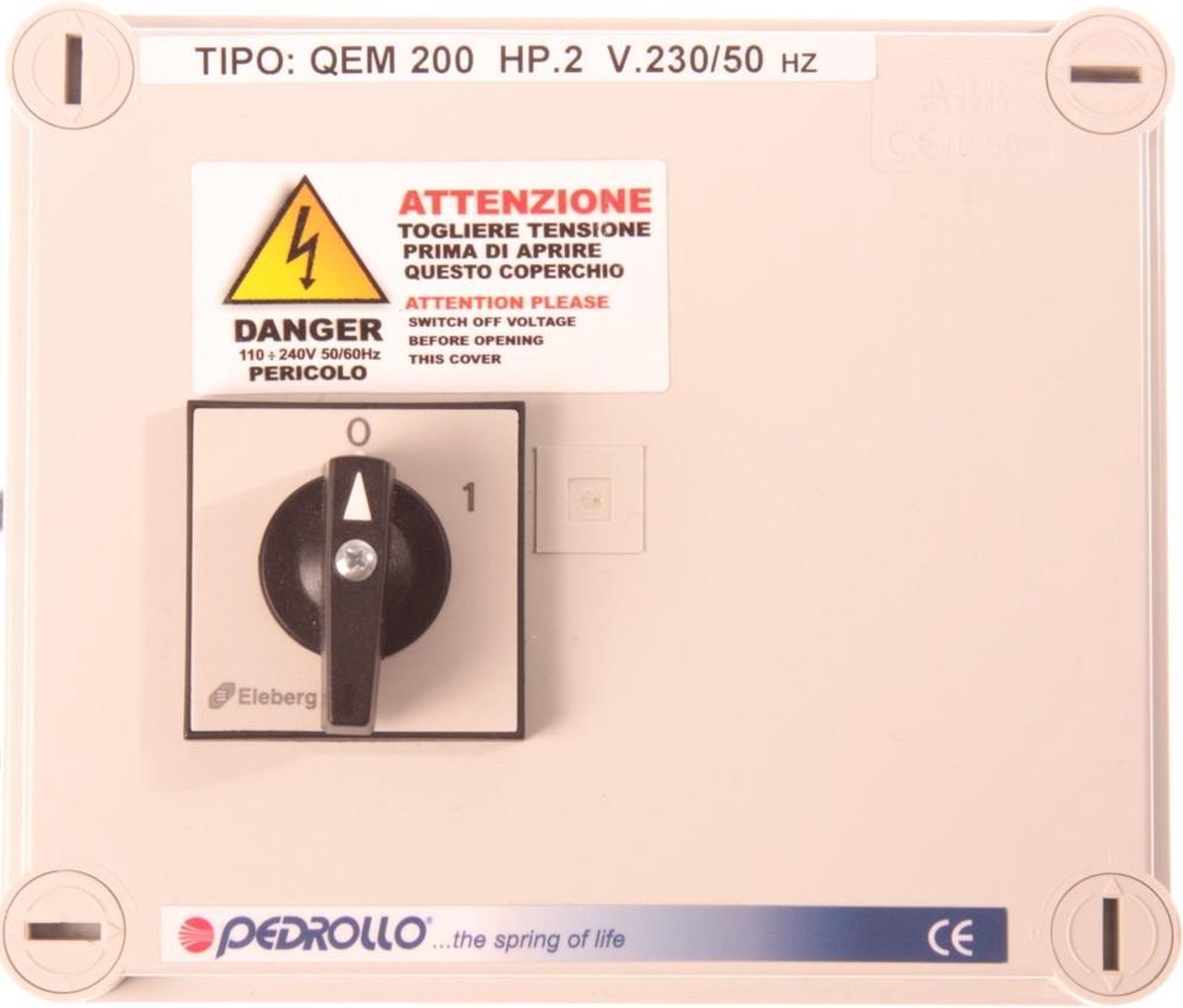 Pedrollo aansluitkast bronpomp 230 Volt 2 PK QEM 200