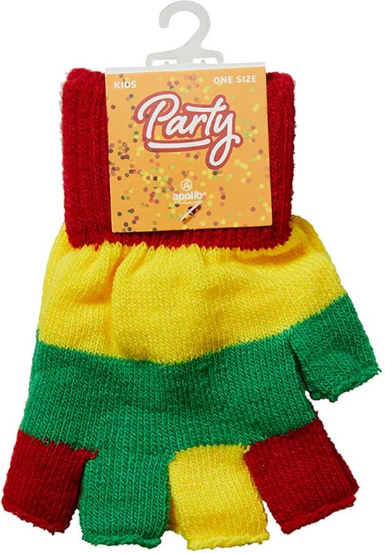 Gants sans doigts Kinder - Rouge-jaune-vert - Taille unique - Gants sans doigts enfants - Carnaval - Fête - Articles de fête - Apollo
