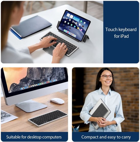 Draadloos oplaadbaar toetsenbord, drie apparaten schakelend toetsenbord met schuine hoek Bluetooth 5.0 met numeriek toetsenbord, 150 uur werktijd voor Windows voor OS X(zwart Draadloos oplaadbaar toetsenbord, drie apparaten schakelend toetsenbord met schuine hoek Bluetooth 5.0 met numeriek toetsenbord, 150 uur werktijd voor Windows voor OS X(zwart