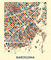 IXXI Barcelona Mosaic City Map - Wanddecoratie - Grafisch Ontwerp - 120 x 140 cm