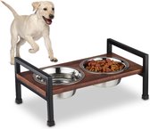 Relaxdays bol de nourriture pour chien sur pied - bol de nourriture surélevé chien - 2x bol de nourriture en acier inoxydable 750 ml