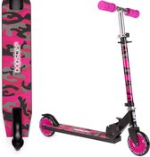 Bopster - kinderstep - roze camouflage design - inklapbaar - 2 wielen - met hielrem - in hoogte verstelbaar stuur
