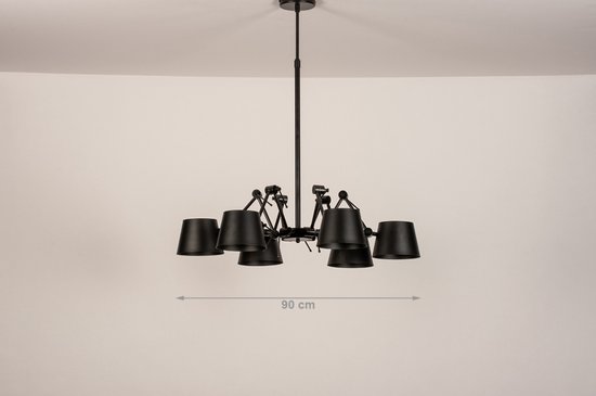 Lumidora Hanglamp 74523 - CANNES - 6 Lichts - E27 - Zwart - Metaal - ⌀ 115 cm