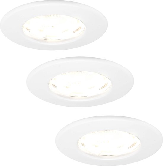 Ledvion 3x LED Inbouwspots Dimbaar, Wit, 2700K, 5W, ø84mm, IP65 Dimbaar, Eenvoudige Installatie, 5 Jaar Garantie, Badkamer Inbouwspots, Dimbare LED Lamp