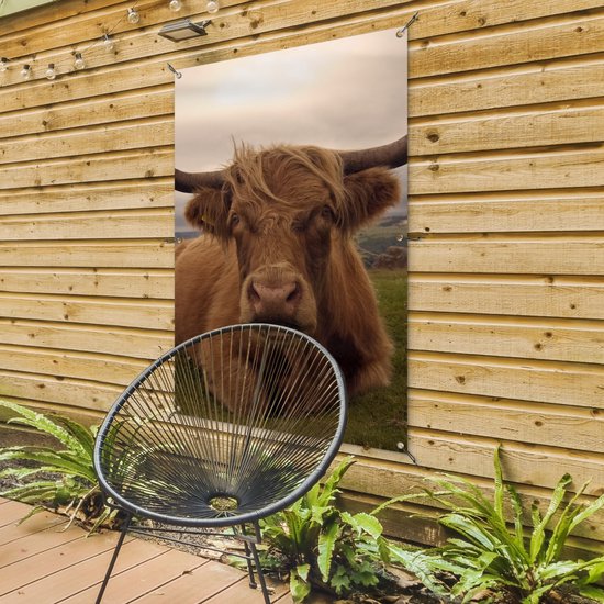 Affiche de jardin - Toile de jardin - Posters de jardin extérieures - Highlander écossais - Animaux - Berg - 80x120 cm - Jardin