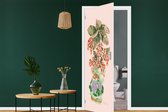 Deursticker Bloemen - Vaas - Planten - Pastel - 90x215 cm - Deurposter