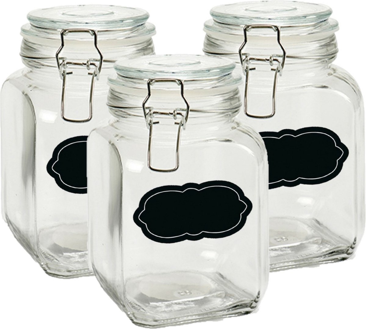 Weckpot/inmaakpot - 6x - 1.2L - glas - met beugelsluiting - incl. etiketten