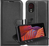 Cadorabo Hoesje geschikt voor Samsung Galaxy XCover 5 in PHANTOM ZWART - Beschermhoes met magnetische sluiting, standfunctie en kaartvakje Book Case Cover Etui