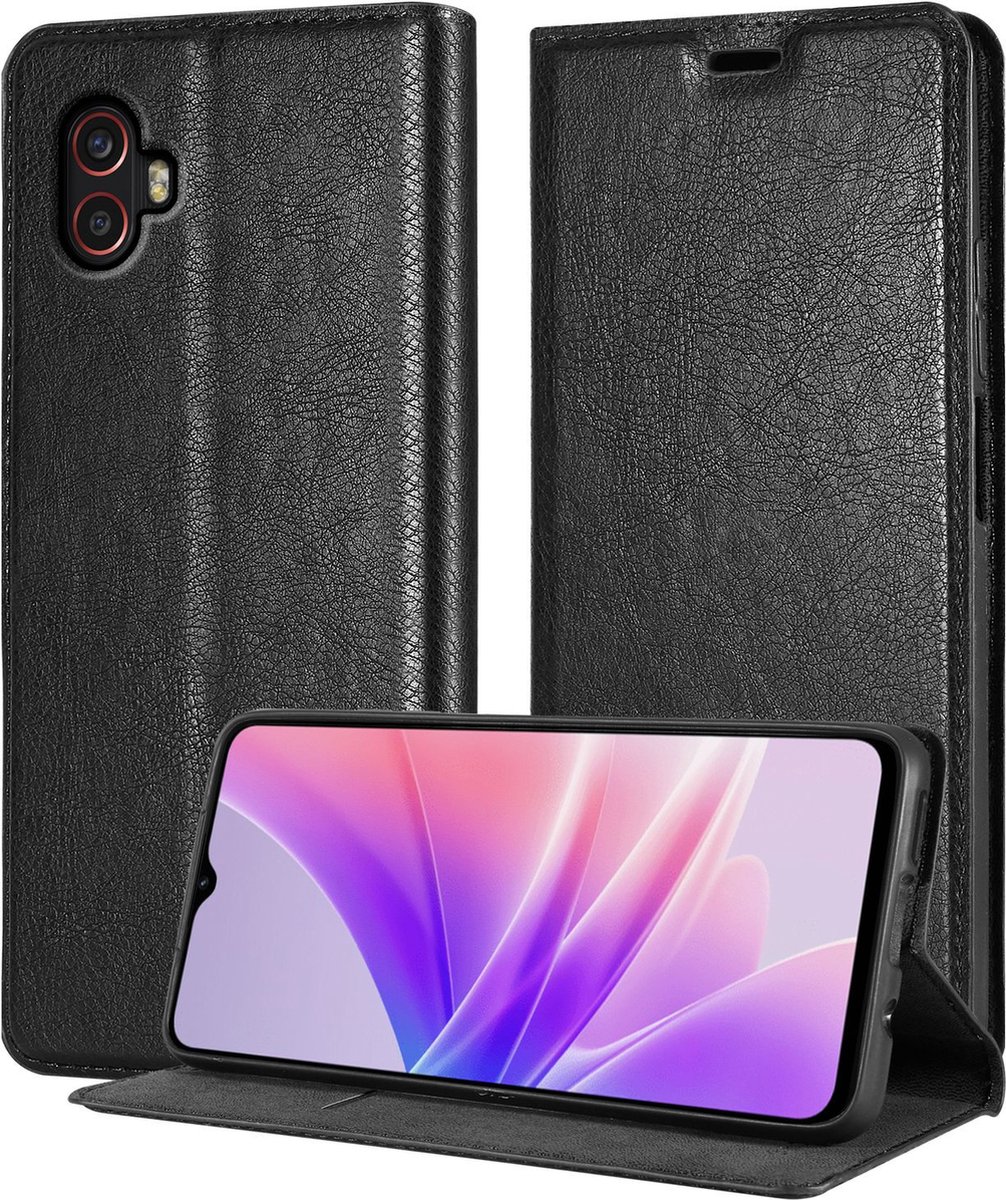 Cadorabo Hoesje geschikt voor Samsung Galaxy XCover 6 PRO in ZWARTE NACHT - Beschermhoes met magnetische sluiting, standfunctie en kaartvakje Book Case Cover Etui