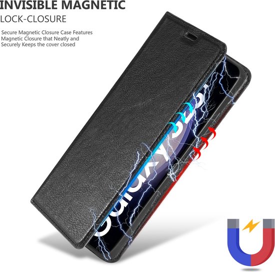 Coque Cadorabo Compatible avec Samsung Galaxy S23 PLUS en NUIT NOIRE - Coque de protection avec fermeture magnétique, fonction support et poche pour carte