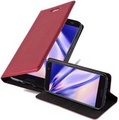 Cadorabo Hoesje geschikt voor HTC ONE M10 in APPEL ROOD - Beschermhoes met magnetische sluiting, standfunctie en kaartvakje Book Case Cover Etui