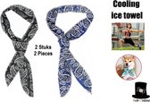 Bob Online™ - 2 Stuks – Verkoelende Sjaals (Zwart & Blauw) – 2 Pieces – Black & Blue – Cooling Scarf – Cooling Bandana – Chill Sjaal – Zomer Verkoelend Sjaal – Zomer Sjaal van Polyester & Katoen & PE – Unisex Verkoelend Fitness Sjaal – Cool Neck Wrap