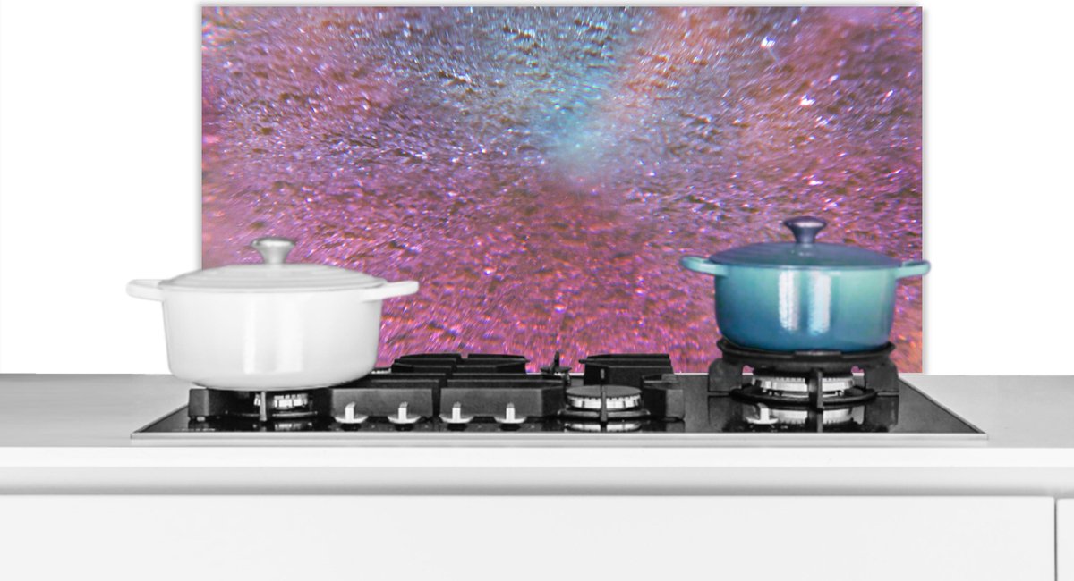 Spatscherm keuken 80x40 cm - Kookplaat achterwand Roze - Glitter - Abstract - Design - Blauw - Muurbeschermer - Spatwand fornuis - Hoogwaardig aluminium
