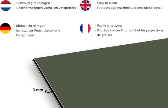 KitchenYeah - Spatscherm - Groen - Effen - Wandbeschermer - Aluminium - 60x30 cm - Spatscherm gasfornuis - Keuken accessoires