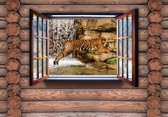 View Cottage Tiger Nature Water Photo Wallcovering