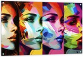 Tuinposter – Artistieke Collage van Zijaanzichten van Kleurrijke Vrouwen - 120x80 cm Foto op Tuinposter (wanddecoratie voor buiten en binnen)