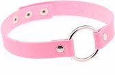 KIMU choker lichtroze ring - PU leer collar ketting halsband roze sexy