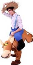 KIMU Rijdend Op Stier Kostuum - Alsof Zittend Op Stier Pak Gedragen Door - Stierenpak Cowboy Bruine Koe Festival
