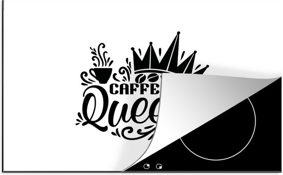 KitchenYeah® Inductie beschermer 80x52 cm - Caffeine queen - Vrouwen - Quotes - Spreuken - Kookplaataccessoires - Afdekplaat voor kookplaat - Inductiebeschermer - Inductiemat - Inductieplaat mat