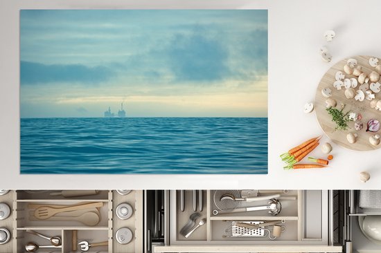 KitchenYeah® Inductie beschermer 81x52 cm - Noordzee - Mist - Water - Kookplaataccessoires - Afdekplaat voor kookplaat - Inductiebeschermer - Inductiemat - Inductieplaat mat