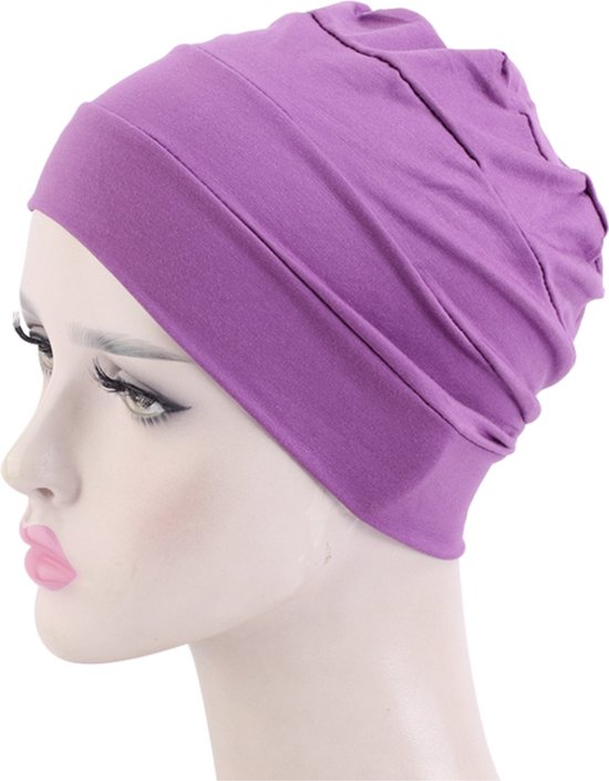 Cabantis Hijab Beanie - Hoofddeksel - Islamitisch - Tulband - Muts - Chemo - Paars