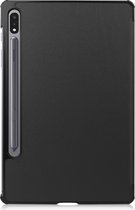 Hoesje Geschikt voor Samsung Galaxy Tab S9 Plus Hoes Case Tablet Hoesje Tri-fold Met Uitsparing Geschikt voor S Pen Met Screenprotector - Hoes Geschikt voor Samsung Tab S9 Plus Hoesje Hard Cover Bookcase Hoes - Zwart.