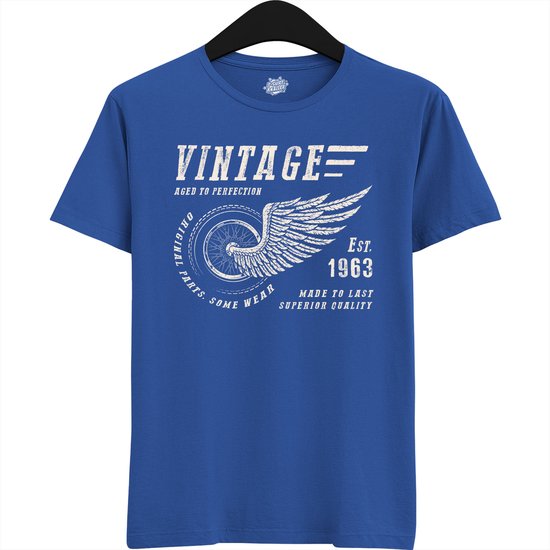 A Vintage Motorcycle Addict Est 1963 | Retro Verjaardag Motor Cadeau Shirt - T-Shirt - Unisex - Royal Blue - Maat S