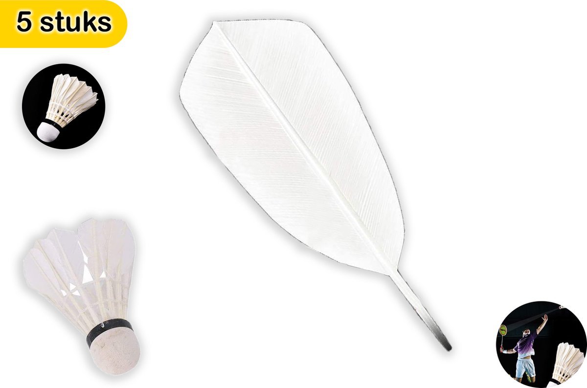 Shuttles Voor Badminton Veren Wit 5 Stuks