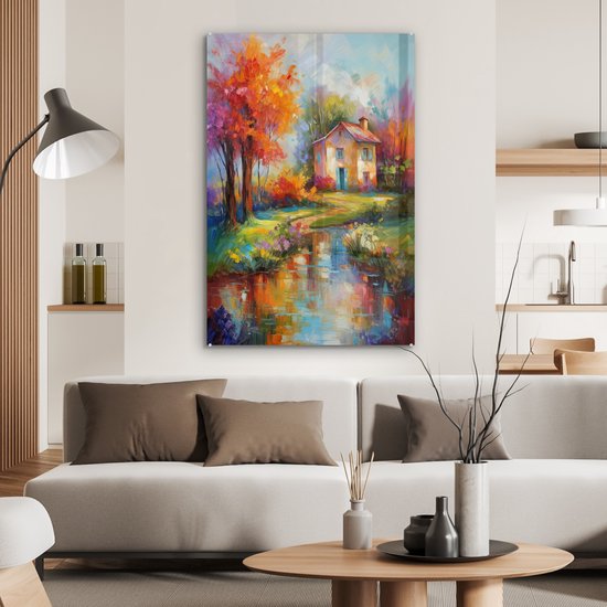MuchoWow® Peinture sur Verre - Paysage - Coloré - Peinture à l'Huile - Art - 60x90 cm - Peintures sur Verre Acrylique - Photo sur Glas
