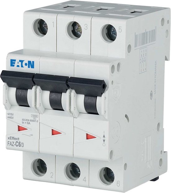 ABB S203M-C6 stroomonderbreker 3P 6A C-karakteristiek, 10 kA