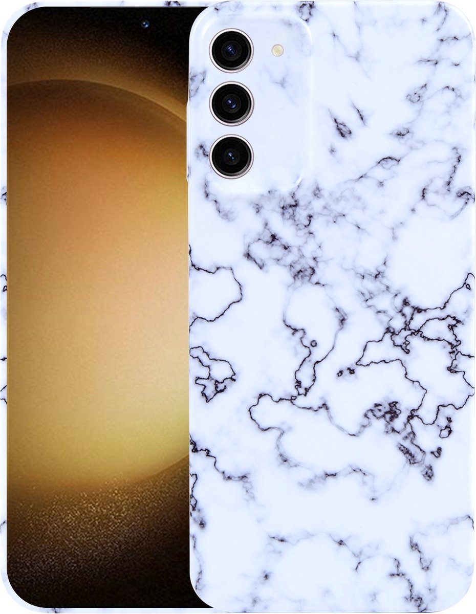 MarbleShield - De ultieme marmeren TPU beschermhoes voor uw Galaxy S23+ 5G Wit / Zwart